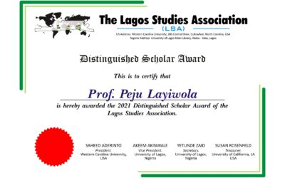 2021 LSA Distinguished Scholar Award goes to Peju Layiwola